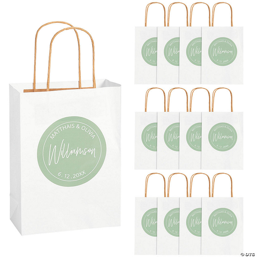 6 1/2" x 9" Personalized Last Name Wedding Welcome Kraft Paper Gift Bags - 12 Pc. Image Thumbnail