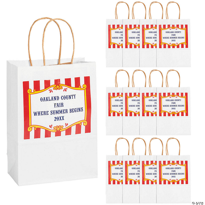 6 1/2" x 9" Personalized Medium Carnival Kraft Paper Gift Bags - 12 Pc. Image Thumbnail