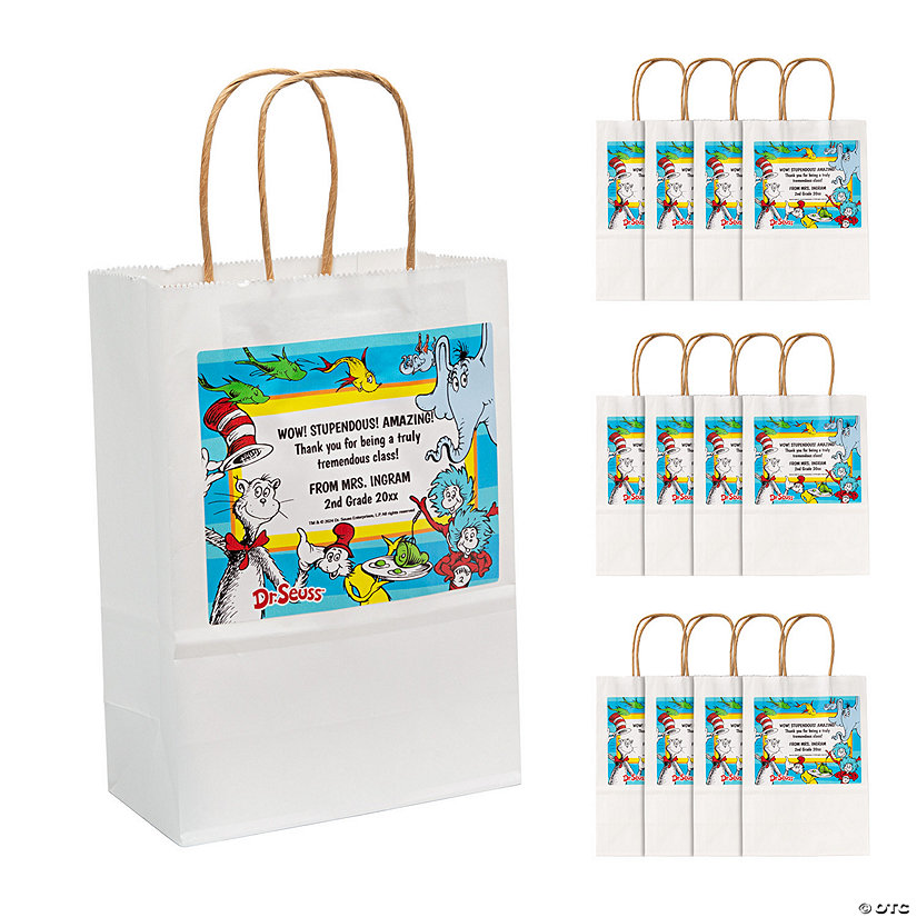 6 1/2" x 9" Personalized Medium Dr. Seuss&#8482; Paper Gift Bags - 12 Pc. Image Thumbnail
