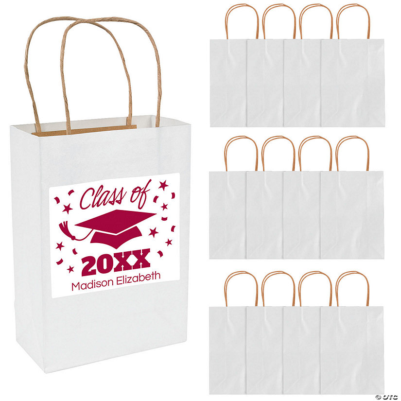 6 1/2" x 9" Personalized Medium Graduation Class of Paper Gift Bags - 12 Pc. Image Thumbnail