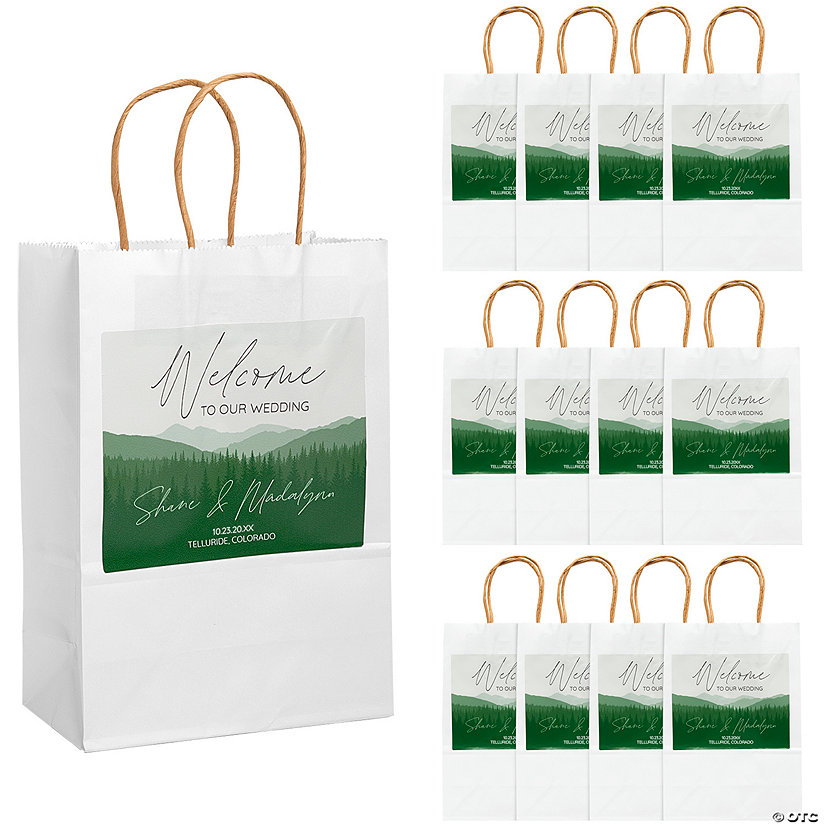 6 1/2" x 9" Personalized Medium Mountain Paper Gift Bags - 12 Pc. Image Thumbnail