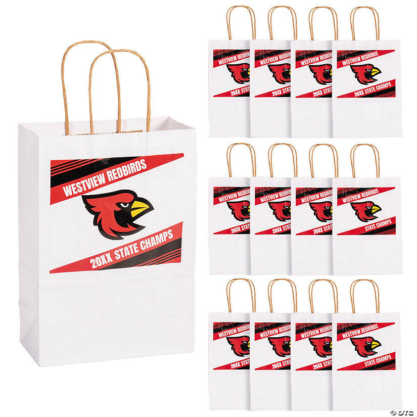 6 1/2" x 9" Personalized Medium Team Spirit Kraft Paper Gift Bags - 12 Pc. Image Thumbnail
