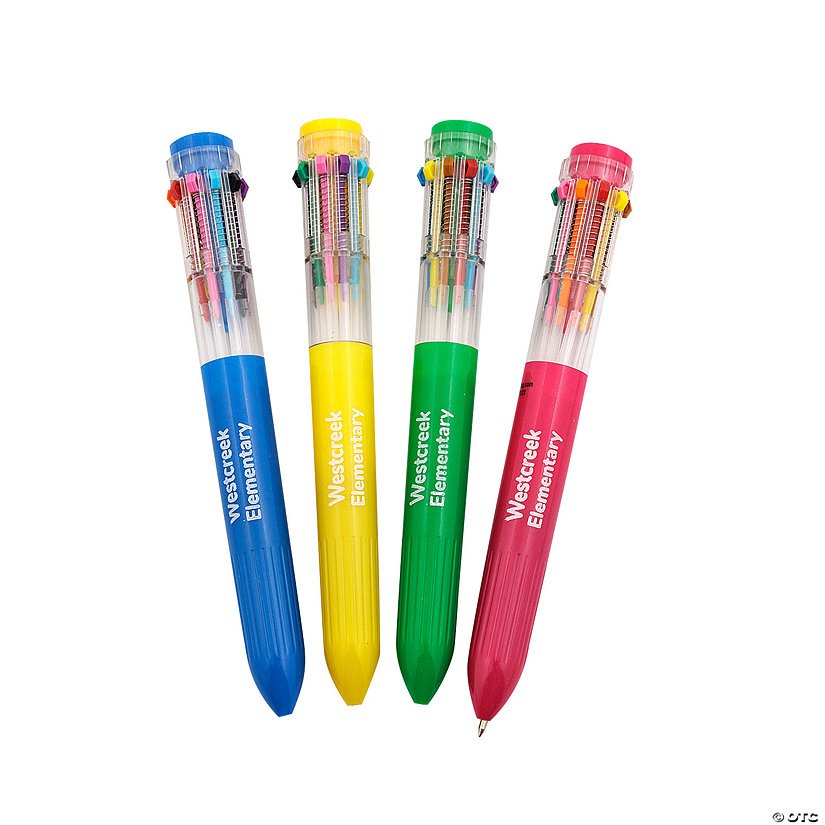 6 1/4" Bulk 96 Pc. Personalized 10-Color Bright Plastic Shuttle Pens Image