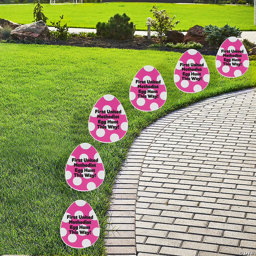 6 1/4" x 8"  Personalized Mini Easter Egg-Shaped Yard Signs - 6 Pc. Image