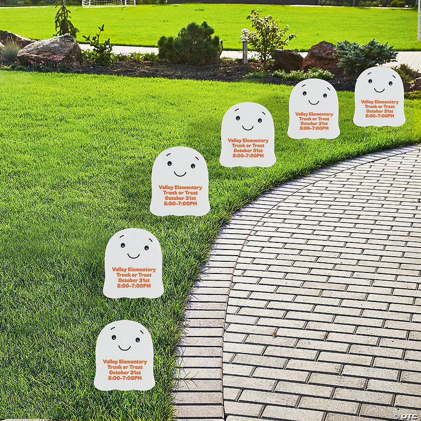 6 3/4" x 8" Personalized Mini Ghost Single-Sided Yard Signs - 6 Pc. Image Thumbnail
