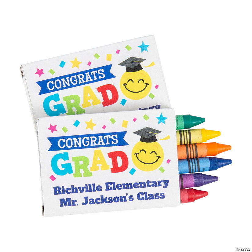 6-Color Personalized Elementary Grad Crayon Boxes - 24 Pc. Image
