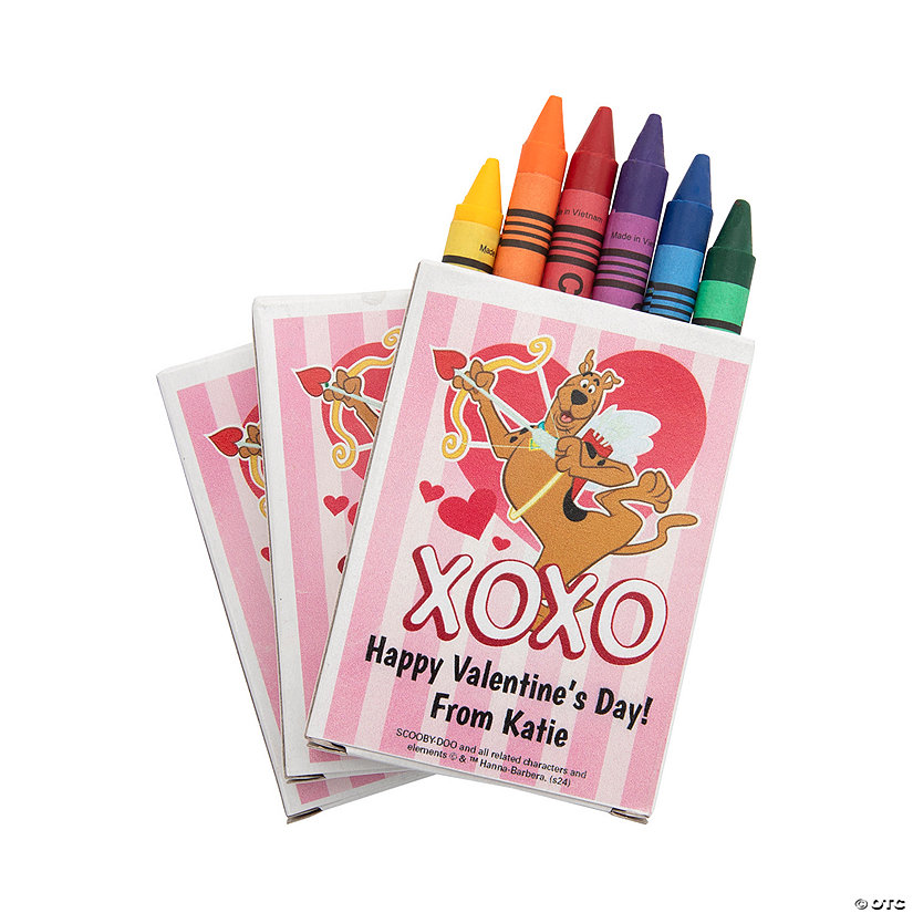 6-Color Personalized Scooby-Doo!&#8482; Box of Crayons Valentine Exchanges for 24  Image Thumbnail
