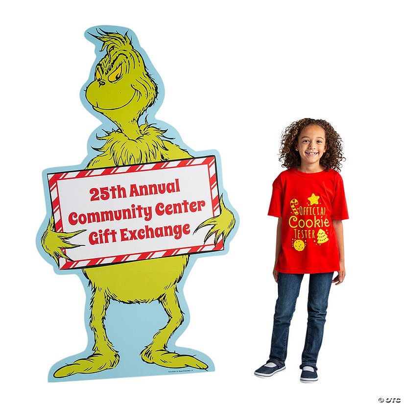 6 Ft. Personalized Dr. Seuss&#8482; The Grinch Life-Size Cardboard Cutout Stand-Up Image Thumbnail