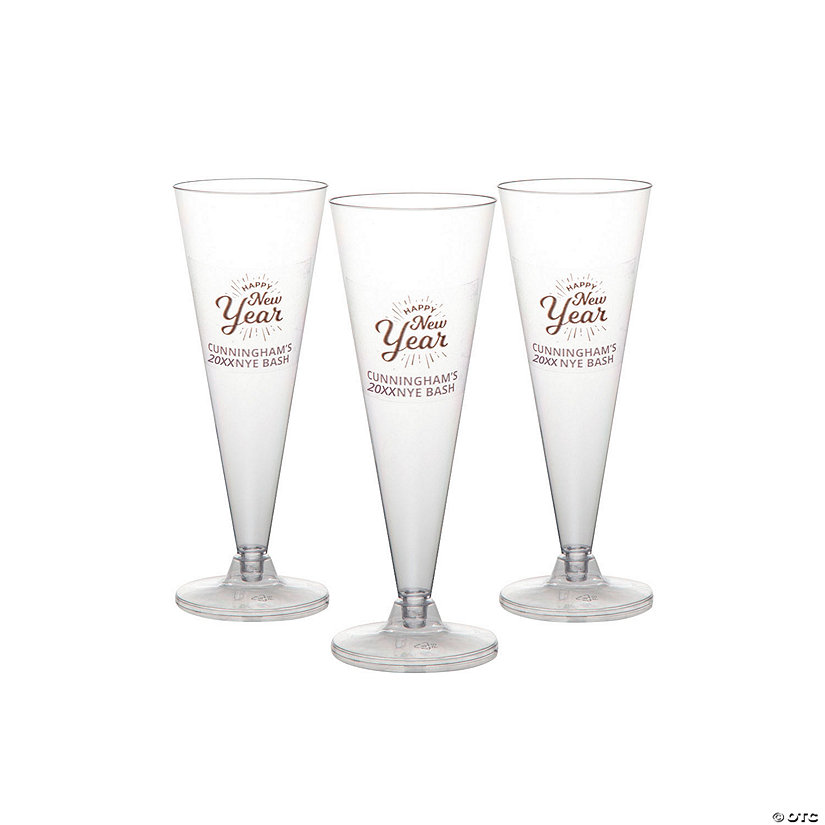 6 oz. Personalized New Year&#8217;s Eve Disposable Plastic Champagne Flutes - 25 Ct. Image Thumbnail