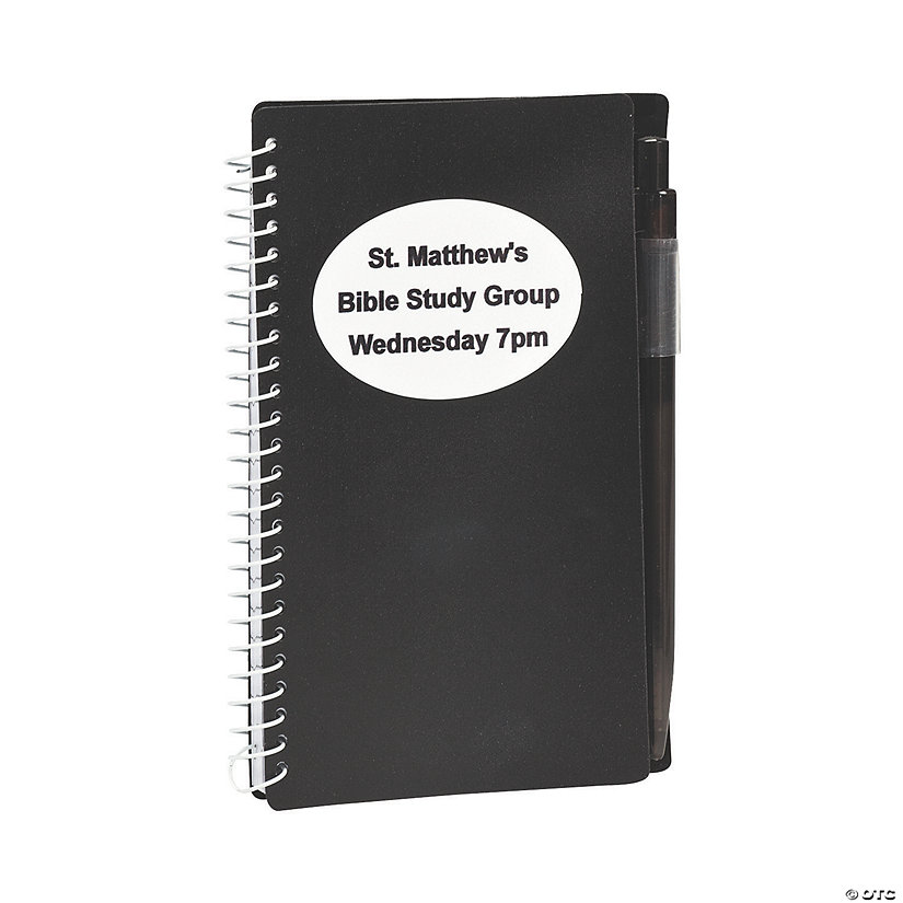 6" Personalized Black Spiral Paper Notebooks with Pens - 12 Pc. Image