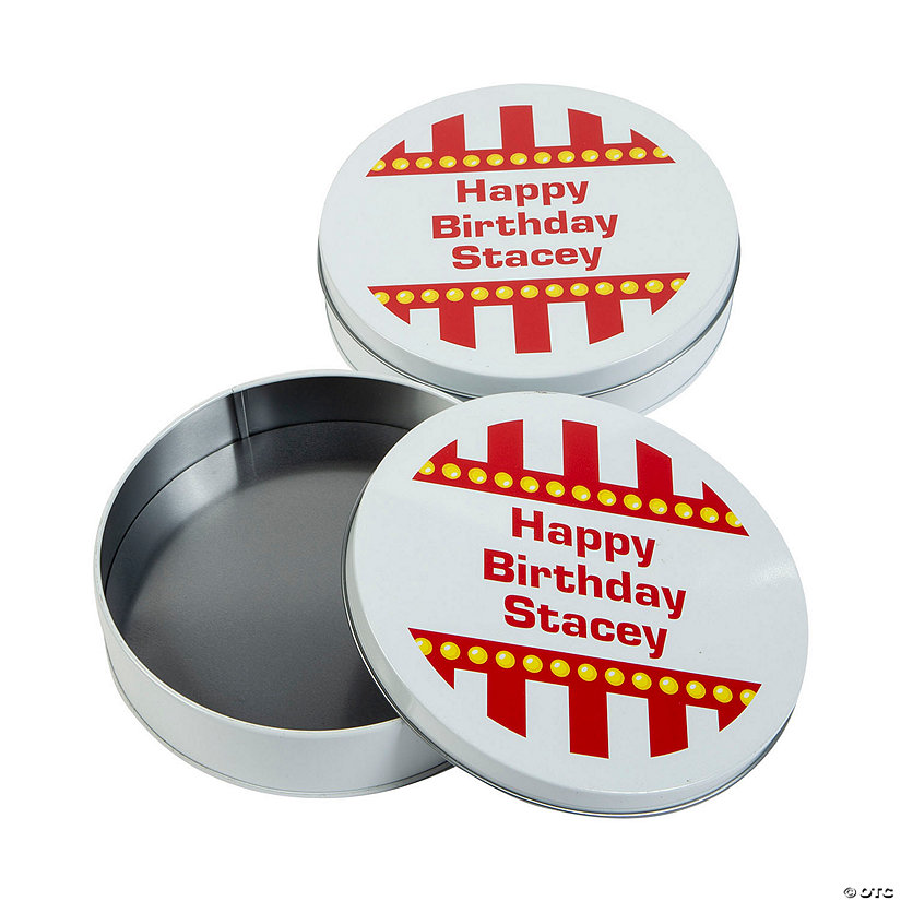 6" Personalized Carnival Round Tins - 24 Pc. Image