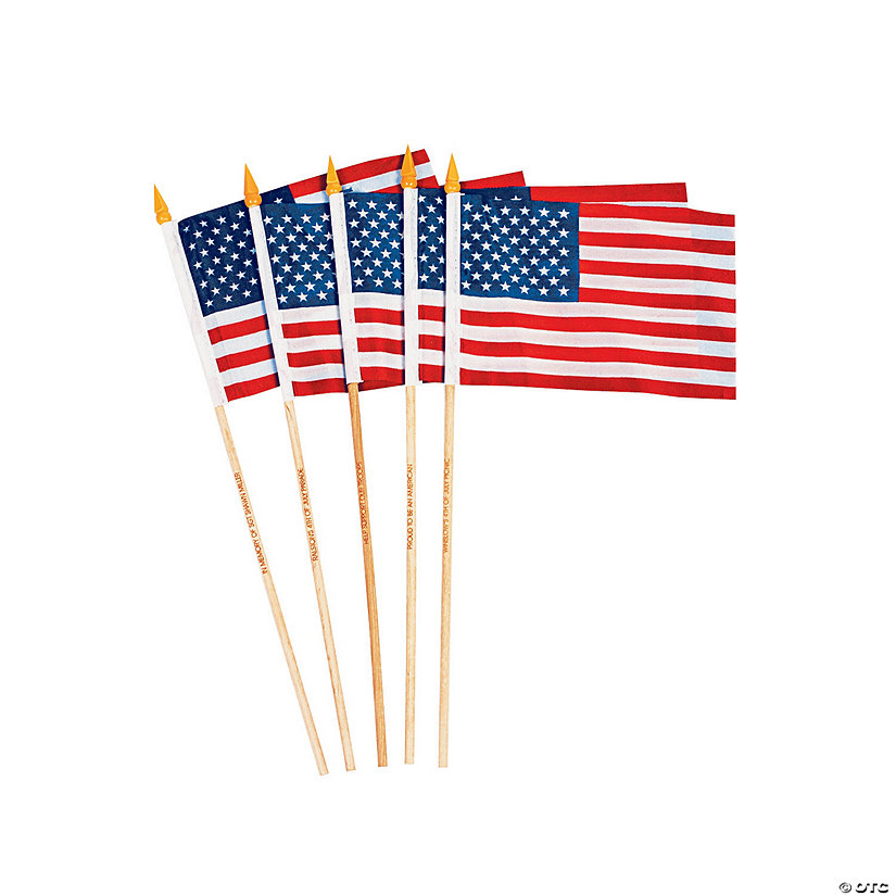 6" x 4" Small Cloth Personalized American Flags - 12 Pc. Image Thumbnail