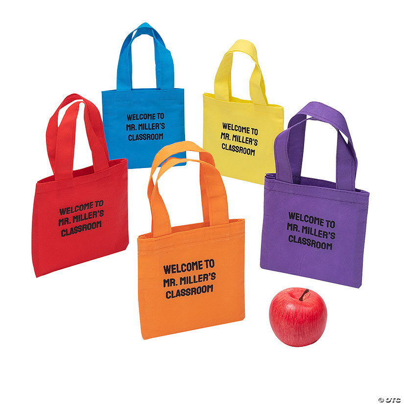 6" x 6" Personalized Mini Bright Color Tote Bags - 48 Pc. Image Thumbnail