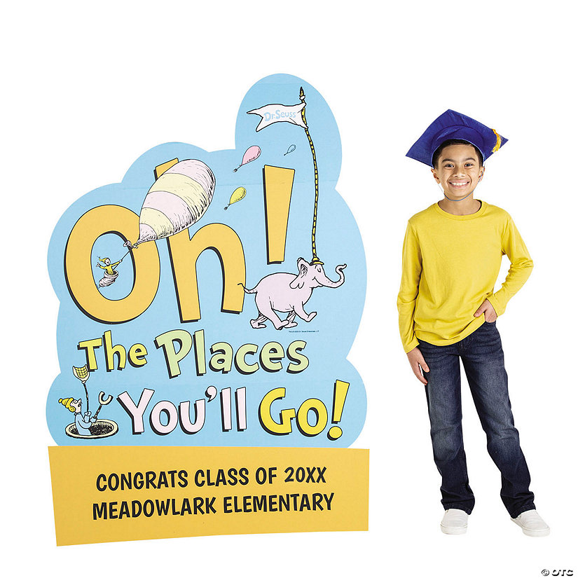 60 3/4" Personalized Dr. Seuss&#8482; Oh, The Places You&#8217;ll Go Party Sign Cardboard Cutout Stand-Up Image Thumbnail