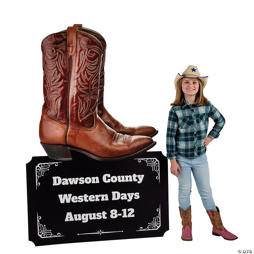 62" Personalized Western Theme Boots Cardboard Cutout Stand-Up Image Thumbnail
