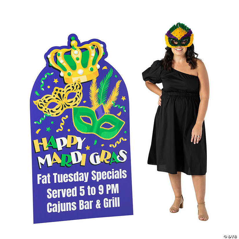 65" Personalized Mardi Gras Cardboard Cutout Stand-Up Image Thumbnail
