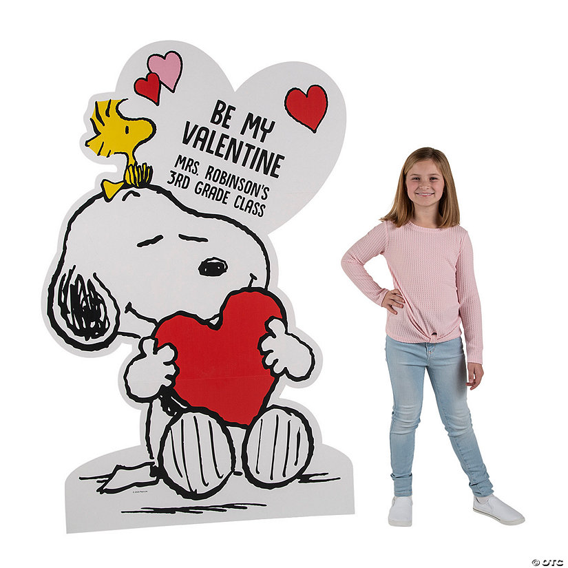 68" Personalized Peanuts&#174; Valentine Heart Cardboard Cutout Stand-Up Image Thumbnail