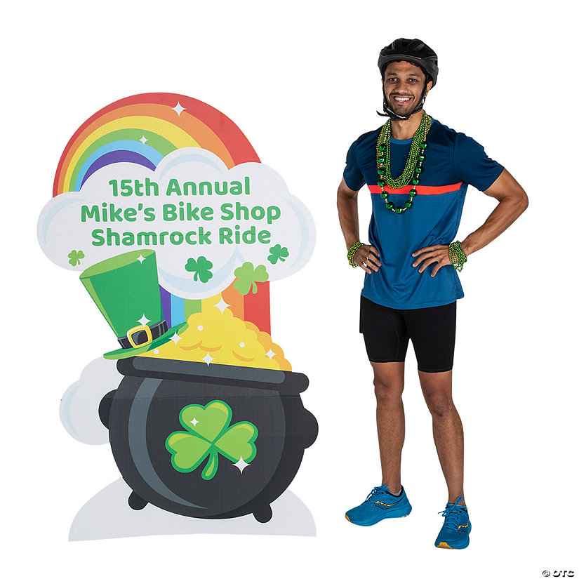68" Personalized St. Patrick&#8217;s Day Pot of Gold & Rainbow Cardboard Cutout Stand-Up Image Thumbnail