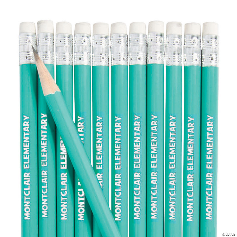 7 1/2" Personalized Aqua Solid Color Wood Pencils - 24 Pc. Image