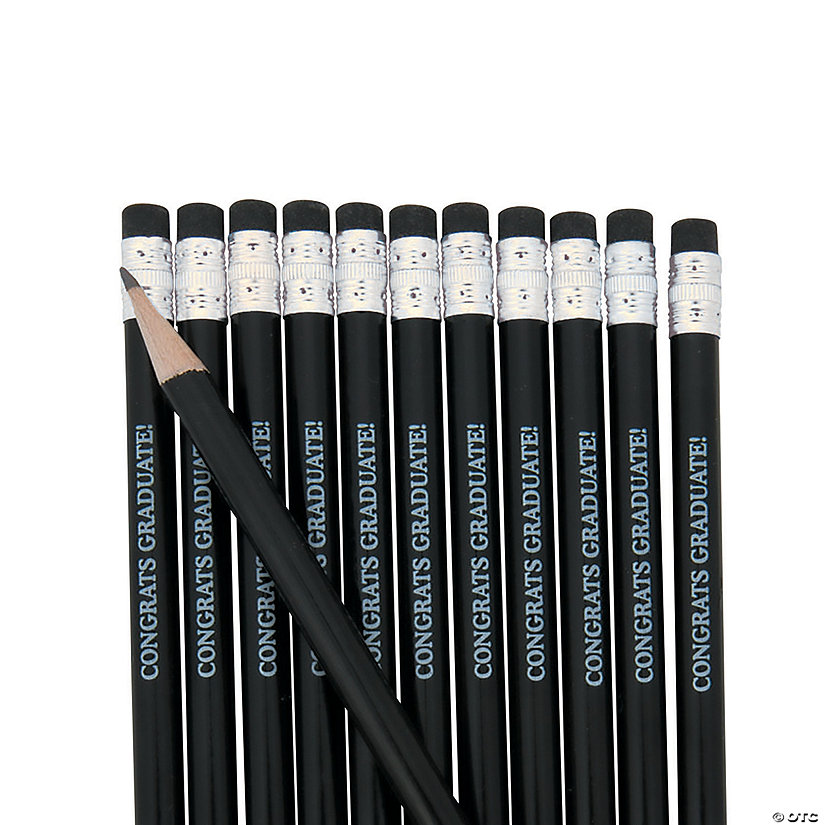 7 1/2" Personalized Black Solid Color Wood Pencils - 24 Pc. Image