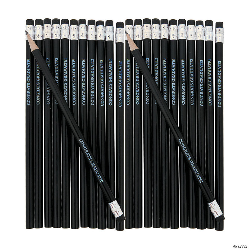 7 1/2" Personalized Black Solid Color Wood Pencils - 24 Pc. Image