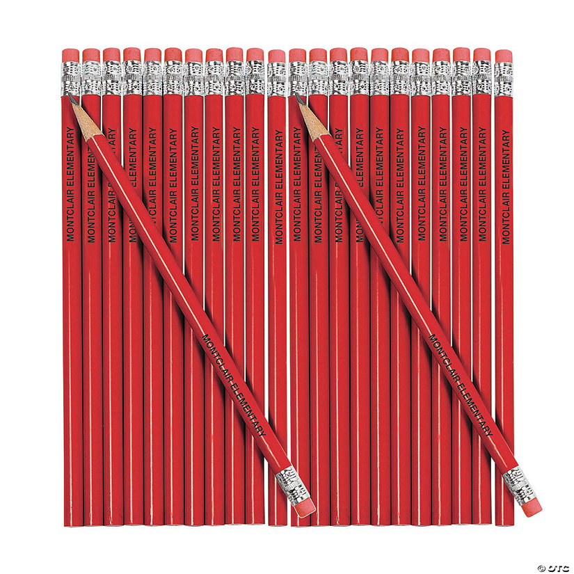 7 1/2" Personalized Classic Red Solid Color Wood Pencils - 24 Pc. Image