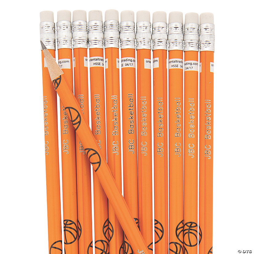 7 1/2" Personalized Orange Basketball Wood Pencils - 24 Pc. Image Thumbnail