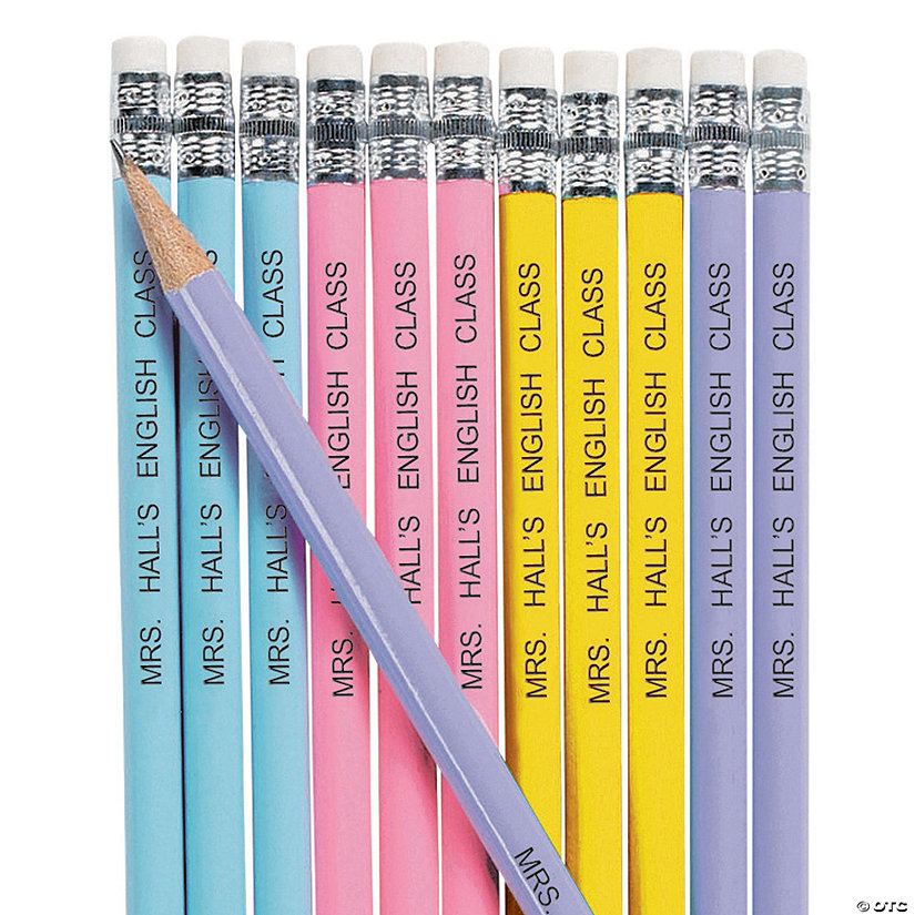 7 1/2" Personalized Pastel Blue, Pink, Yellow & Purple Pencils - 24 Pc. Image Thumbnail
