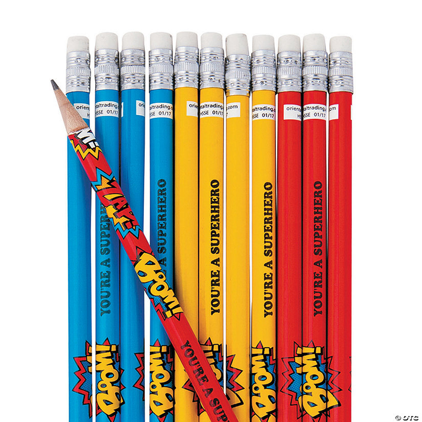 7 1/2" Personalized Superhero Comic Book Sound Effect Wood Pencils - 24 Pc. Image Thumbnail