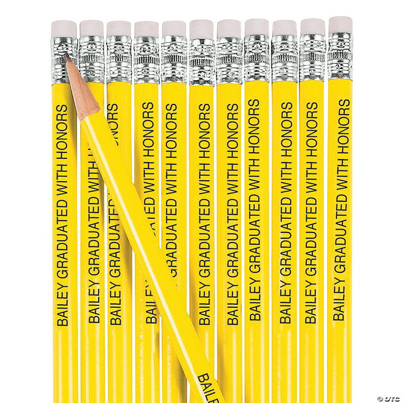 7 1/2" Personalized Yellow Solid Color Wood Pencils - 24 Pc. Image