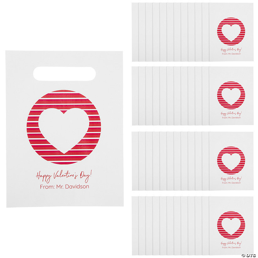 7 1/2" x 10" Bulk 50 Pc. Personalized Heart Paper Treat Bags Image Thumbnail