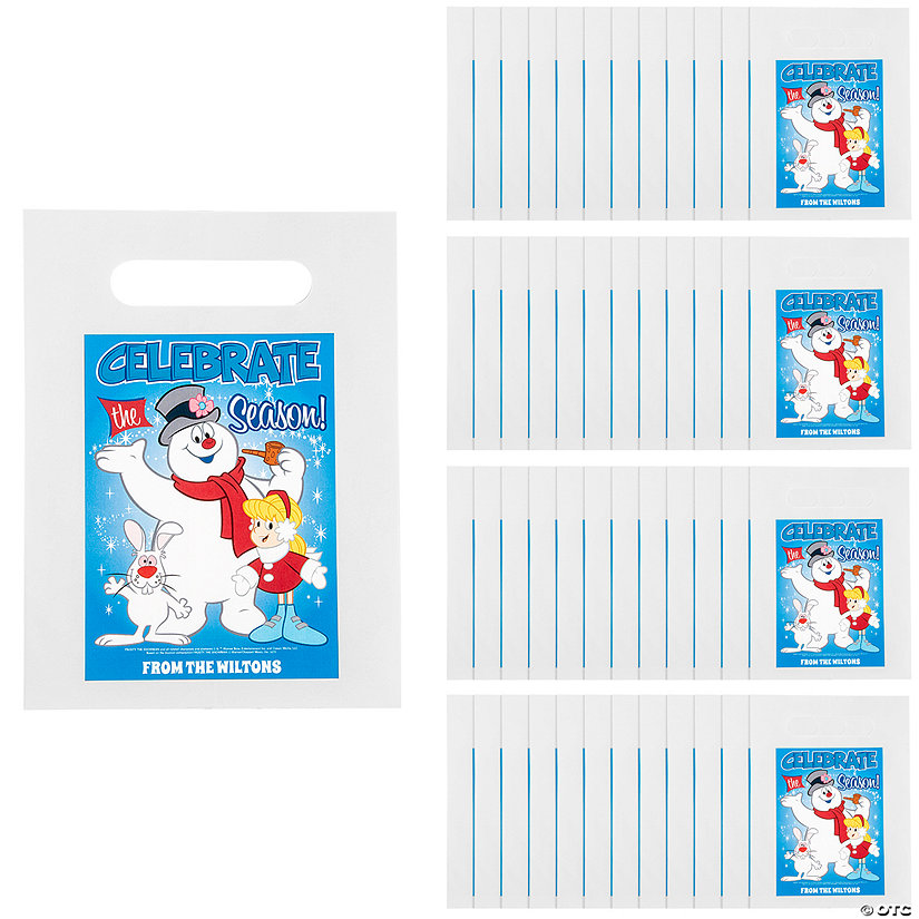 7 1/2" x 10" Bulk 50 Pc. Personalized Medium Frosty the Snowman&#8482; Paper Treat Bags Image Thumbnail