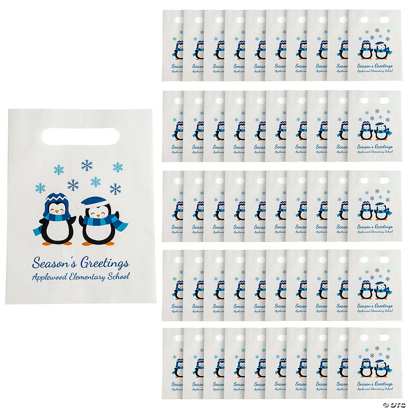7 1/2" x 10" Bulk 50 Pc. Personalized Winter Paper Treat Bags Image Thumbnail