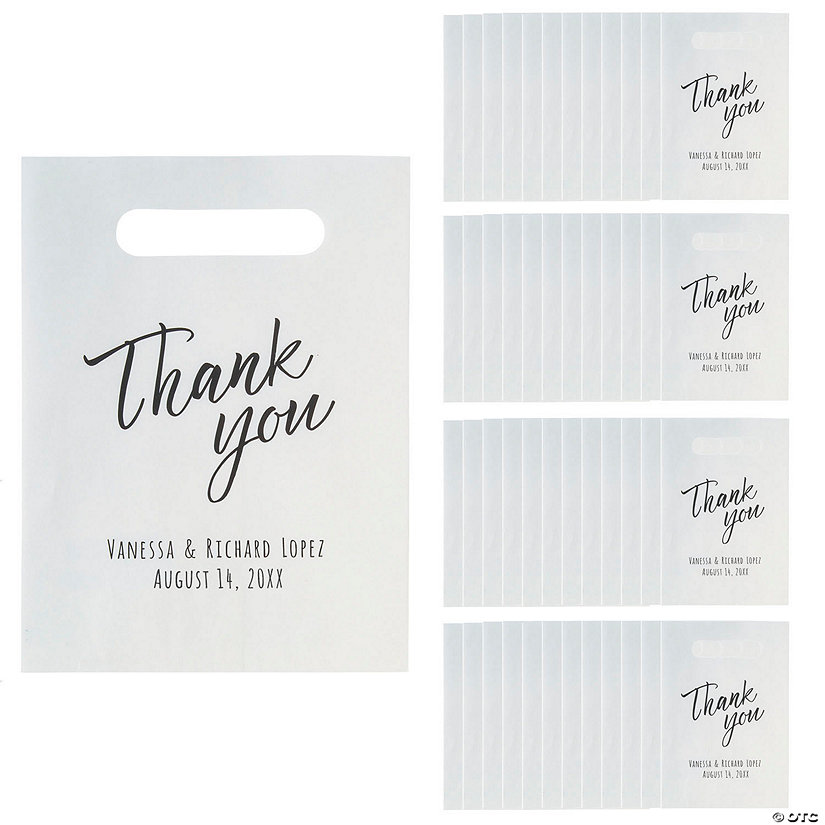 7 1/2" x 9 3/4" Bulk 50 Pc. Personalized Thank You Treat Bags with Cutout Handles Image Thumbnail