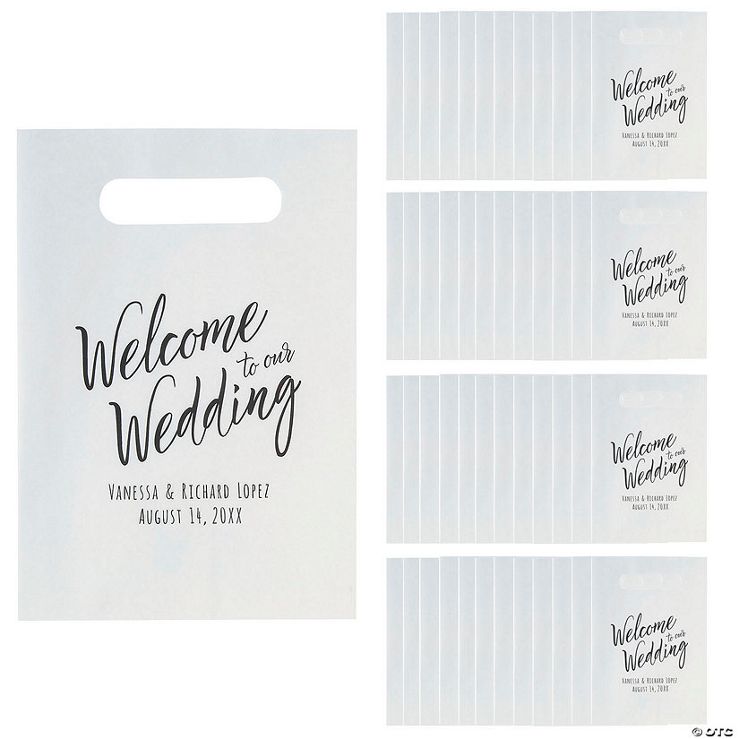 7 1/2" x 9 3/4" Bulk 50 Pc. Personalized Welcome to Our Wedding Paper Treat Bags Image Thumbnail
