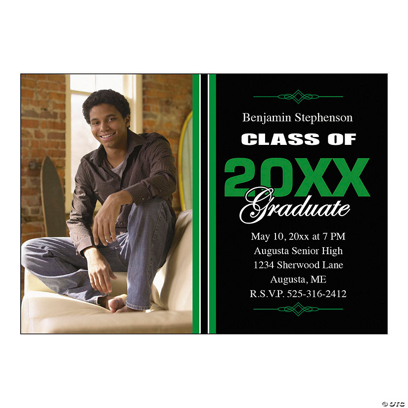 7&quot; x 5&quot; Custom Photo &amp;#8220;Class of&amp;#8221; Graduation Cardstock Invitations - 25 Pc. Image