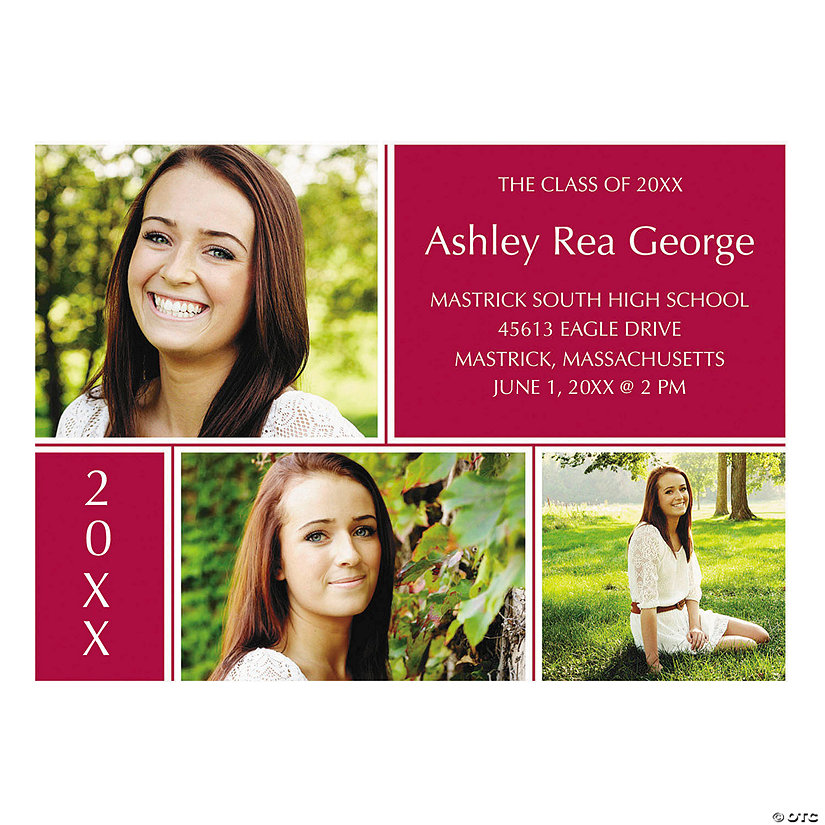 7" x 5" Custom Photo Collage Graduation Cardstock Invitations - 25 Pc. Image Thumbnail