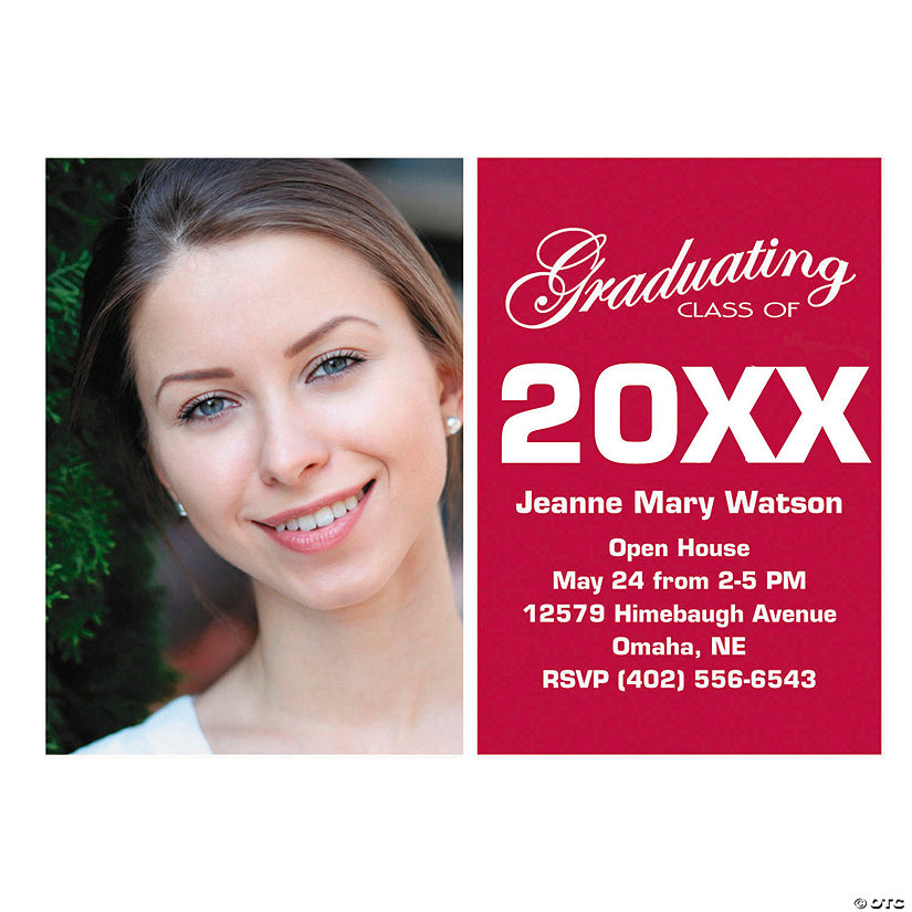 7" x 5" Custom Photo Graduation Cardstock Invitations - 25 Pc. Image Thumbnail