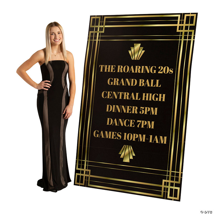 71" Personalized 20s Art Deco Floor Sign Cardboard Cutout Stand-Up Image Thumbnail