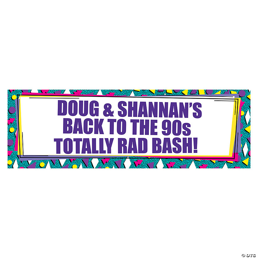 72" x 23" 90s Party Custom Banner - Medium Image
