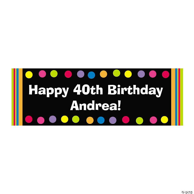 72" x 23" Bright Dots Birthday Custom Banner - Medium Image