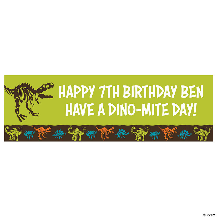 72" x 23" Dino-Mite Party Custom Banner - Medium Image
