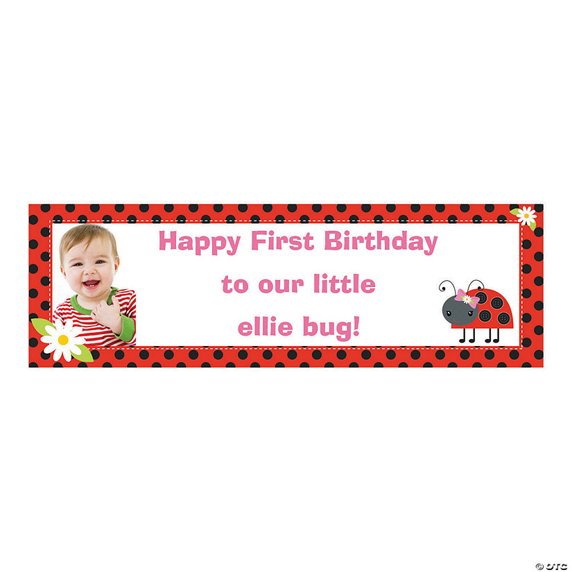 72&quot; x 23&quot; Ladybug Party Photo Custom Banner - Medium Image