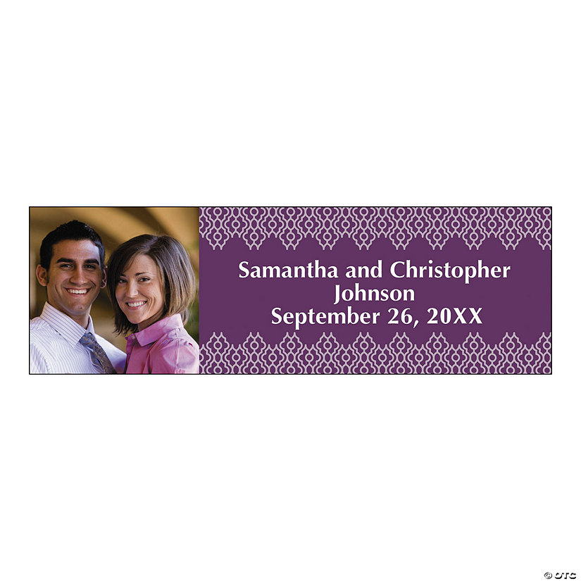 72" x 23" Ornate Pattern Wedding Photo Custom Banner - Medium Image