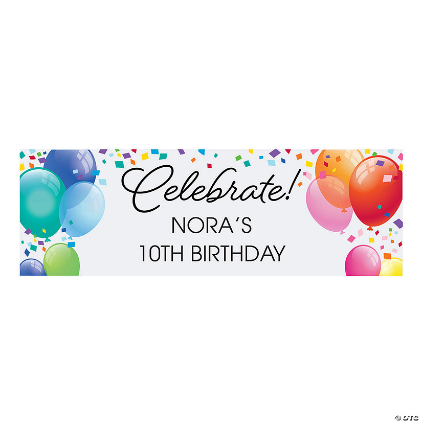 72" x 23" Personalized Celebrate Balloon Banner - Medium Image