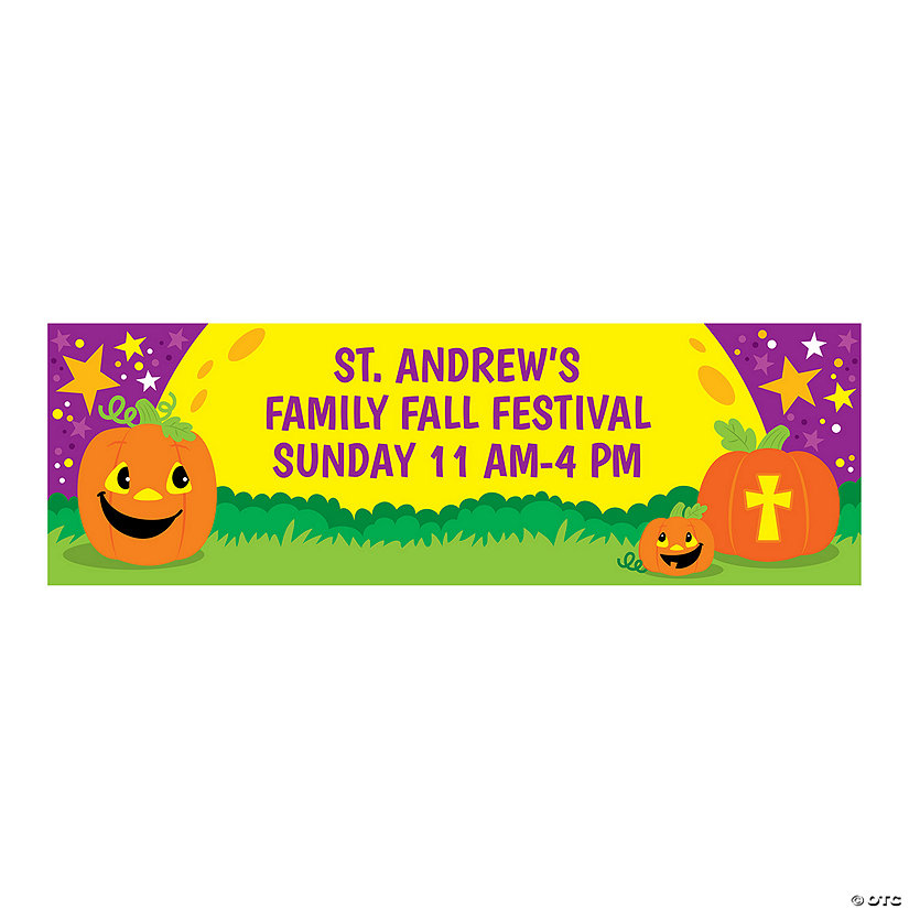 72" x 23" Personalized Christian Pumpkin Vinyl Banner &#8211; Medium Image Thumbnail