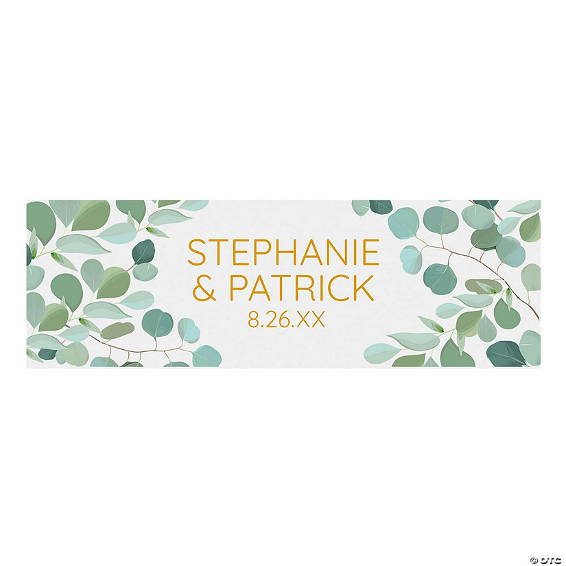 72" x 23" Personalized Eucalyptus Wedding Banner - Medium Image