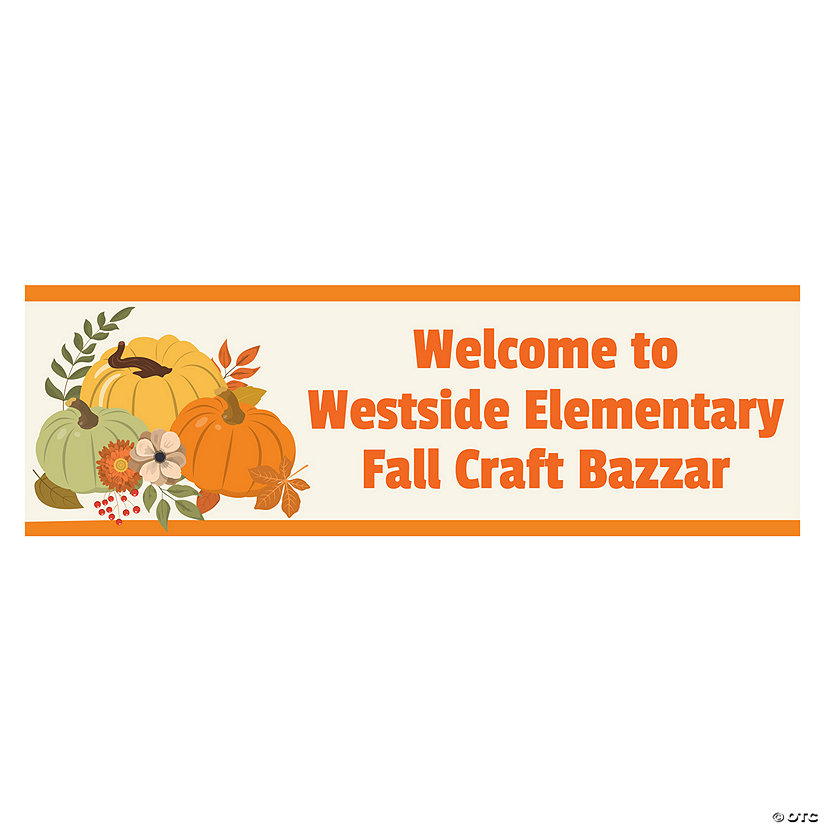 72" x 23" Personalized Fall Pumpkin Vinyl Banner &amp;#8211; Medium Image