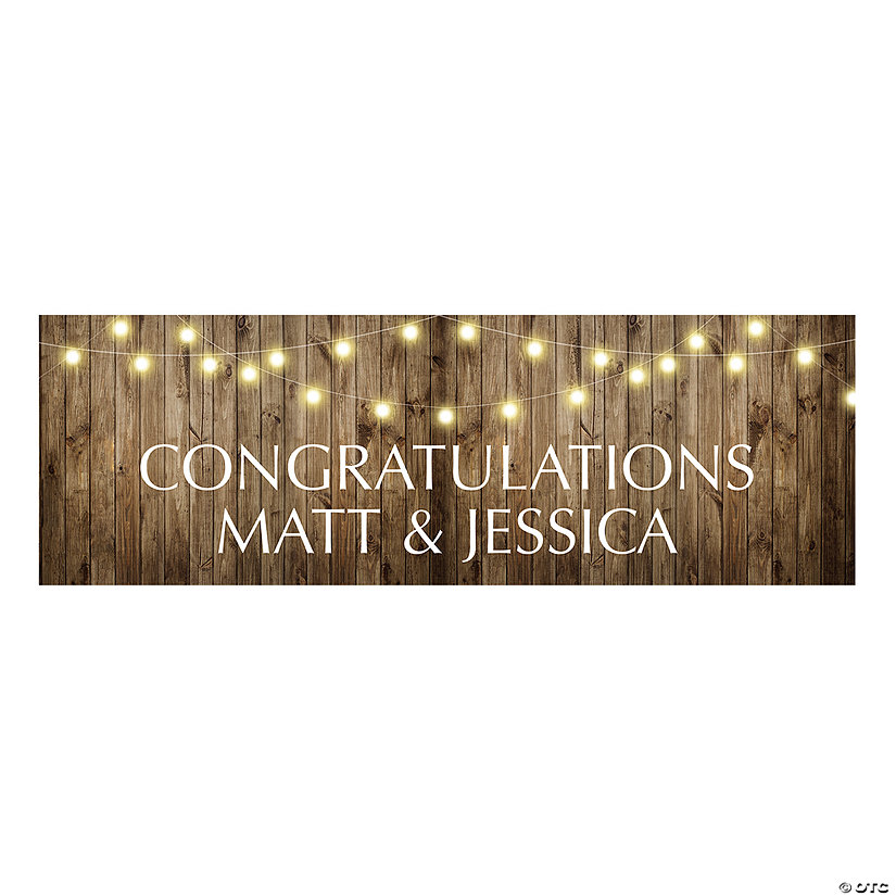 72" x 23" Personalized Rustic Wedding Banner - Medium Image