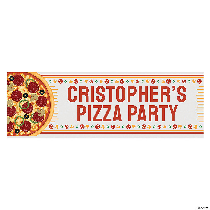 72" x 23" Pizza Party Custom Banner - Medium Image